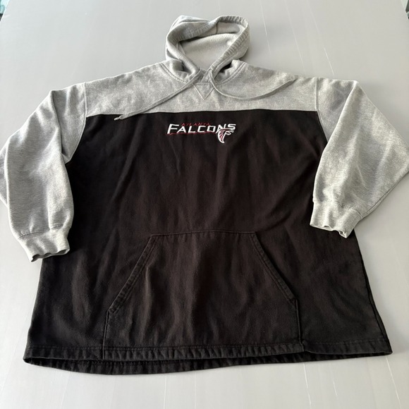 NFL‎ Atlanta Falcons Hoodie Mens 2XL Gray & Black Sweatshirt Kangeroo Pocket XXL - Picture 7 of 16